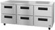 Hoshizaki 72" 18 Cu. Ft. Stainless Steel Two Section Undercounter Refrigerator with Stainless Drawers-2