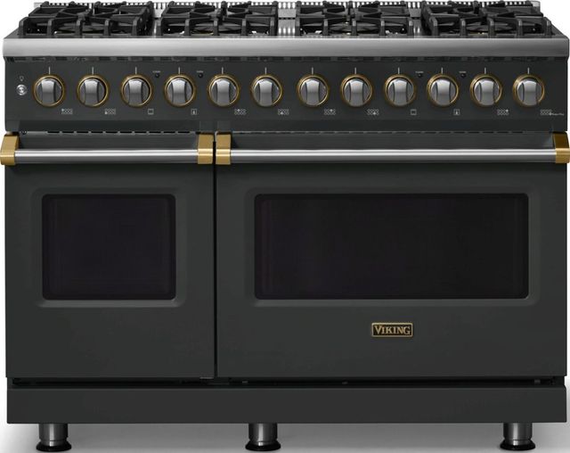 Viking® 5 Series 48" Antique Bronze Pro Style Dual Fuel (LP) Range with Brushed Brass Trim-0