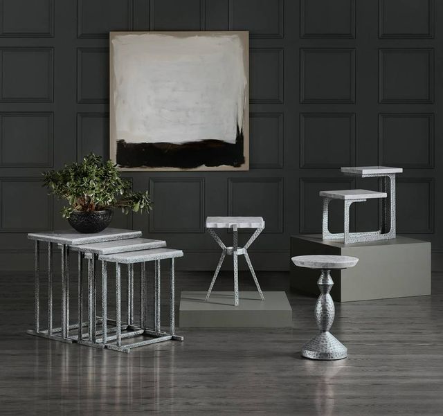 Hooker® Furniture Melange Bianca 3-Piece Gray Nesting Table Set with Distressed Gray Base-1