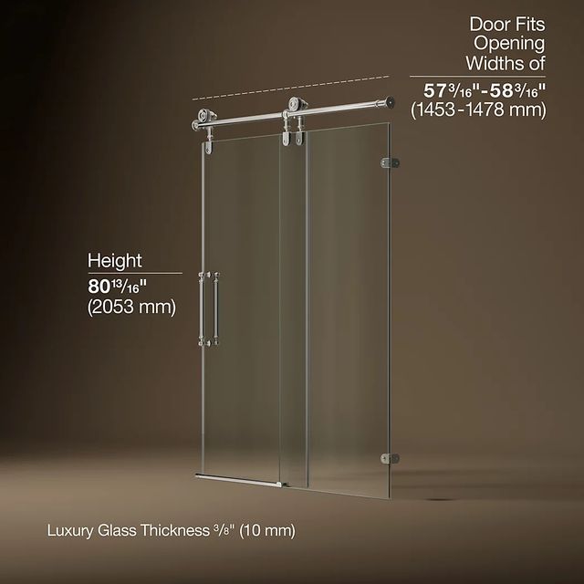 KOHLER Artifacts™ Vibrant Polished Nickel 81 x 57" - 58" Sliding Shower Door-2