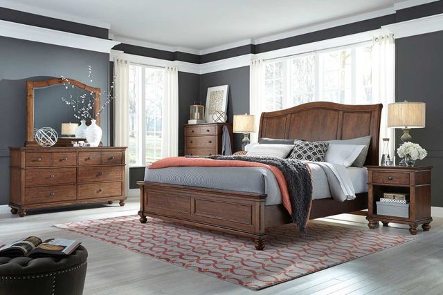 aspenhome® Oxford Whiskey Brown Queen Sleigh Bed-1