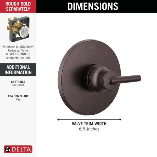Delta Trinsic® Monitor® 14 Series Venetian Bronze Single Handle Lever Valve Only Trim-1
