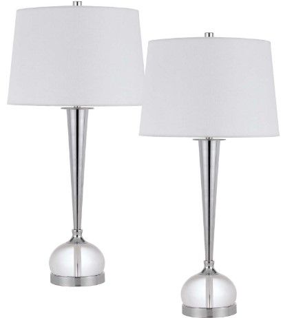 Cal® Lighting & Accessories Wellsley 2-Piece Chrome/Clear Table Lamp Set-0