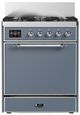 Ilve® Majestic III 30" Blue Gray Pro Style Dual Fuel Liquid Propane Range with 5 Black Brass Burners and Chrome Trim-0