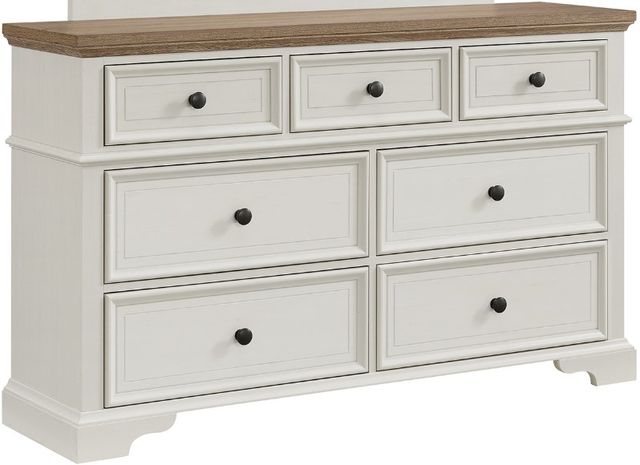 Elements International Eastwood Youth Off-White 2-Piece Brown/White Dresser and Mirror Set -2