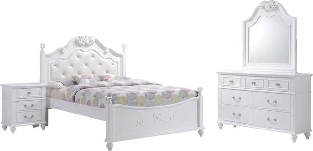 Elements International Alana 4-Piece White Youth Full Platform Bedroom Set-0