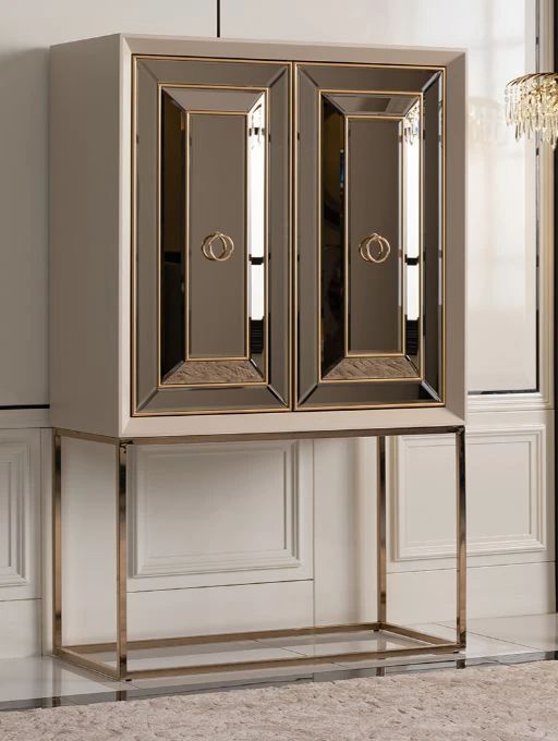 Michael Amini® Madison Glistening Gold Bar Cabinet-1