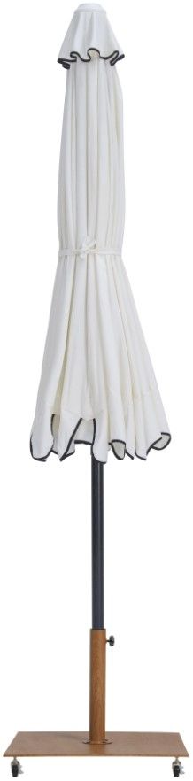 Meridian Furniture Amalfi White/Black/Teak Aluminum Outdoor Patio Umbrella and Base-1