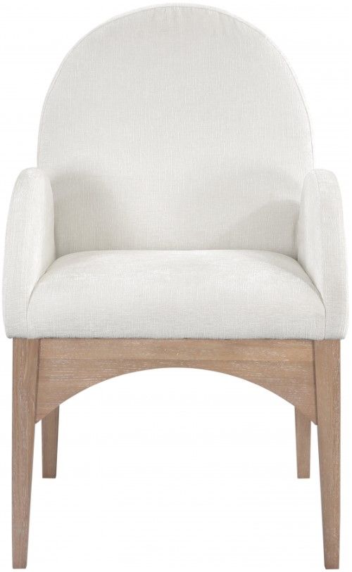 Meridian Furniture Waldorf Cream/Natural Chenille Upholstered Dining Arm Chair-1