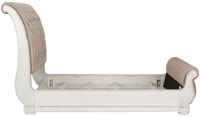 Liberty Furniture Abbey Park Antique White/Weathered Brown California King Upholstered Sleigh Bed-3
