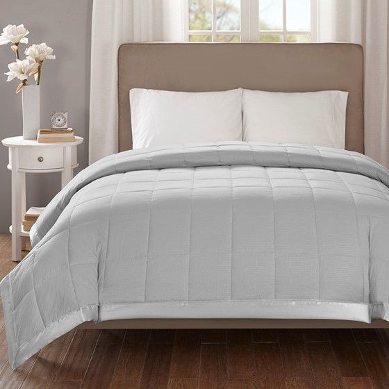 Olliix by Madison Park Grey Premium Oversized Hypoallergenic Down Alternative Full/Queen Cambria Blanket-1