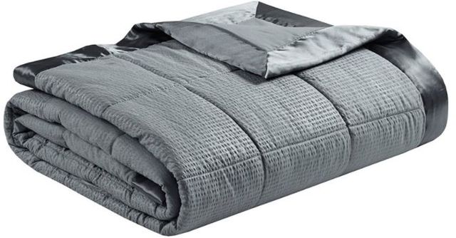 Olliix by Madison Park Cambria Charcoal King Premium Oversize Down Alternative Blanket with 3M Scotchgard-0