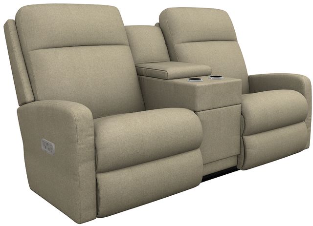 La-Z-Boy® Finley Linen Power Wall Reclining Loveseat with Console and Headrest-0