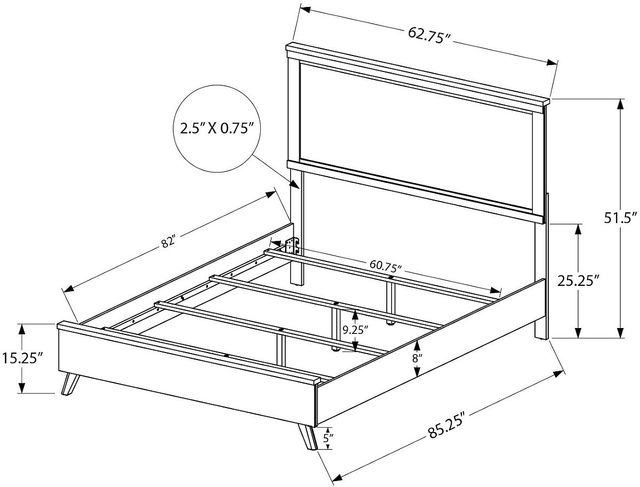 Monarch Specialties Inc. Graphite/Grey Queen Panel Bed-1