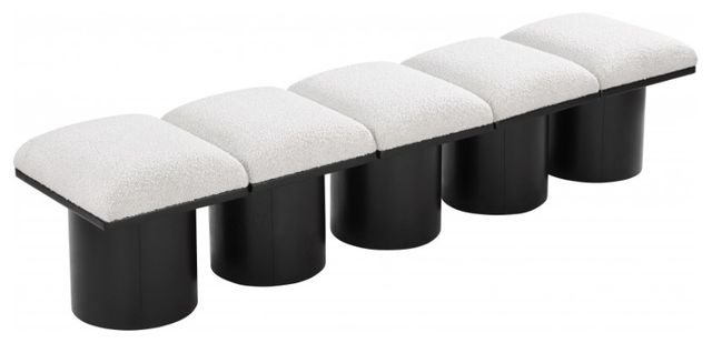 Meridian Furniture Pavilion 5-Piece Cream/Black 90" Modular Bench Set-2