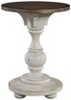 Liberty Furniture Morgan Creek Wirebrushed Tobacco Chairside Table with Antique White Base-0