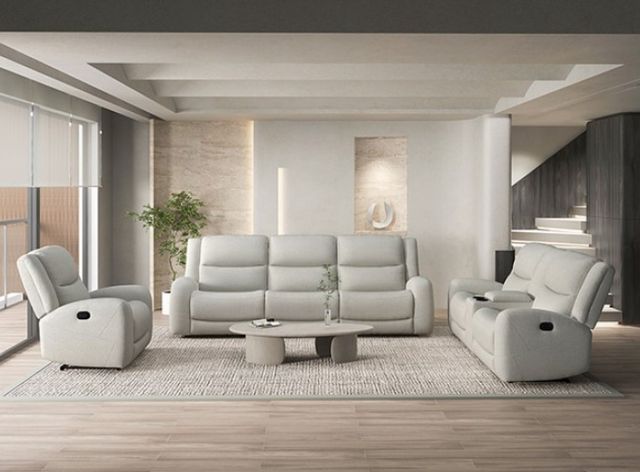 Furniture of America® Giraldus Beige Manual Reclining Sofa-1