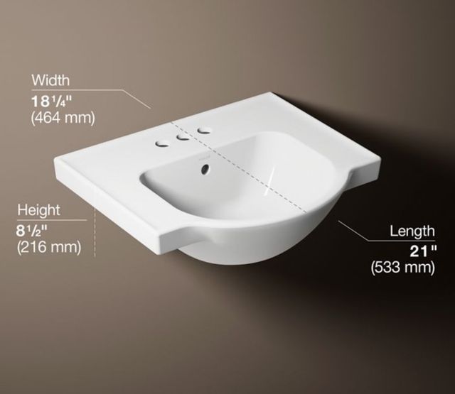 Kohler Veer® White 21" Square Pedestal Bathroom Sink-3
