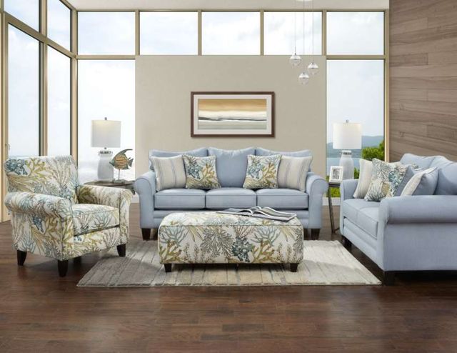 Fusion Furniture Labyrinth Sky Blue Sofa-1