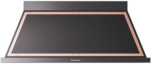 Ilve® Nostalgie II Noblesse 60" Glossy Black Wall Mounted Range Hood with Copper Trim-0