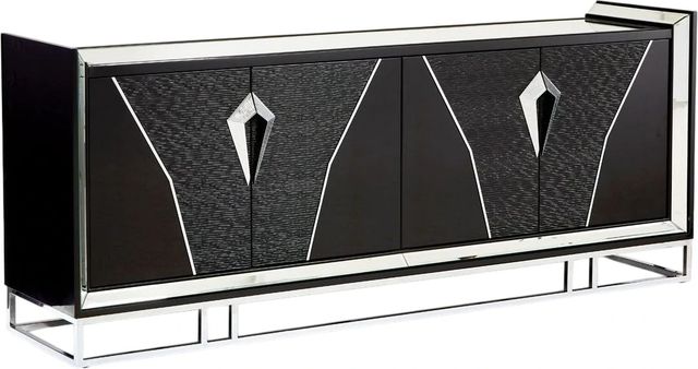 Michael Amini® Carmela Glossy Charcoal Sand Console Table-0