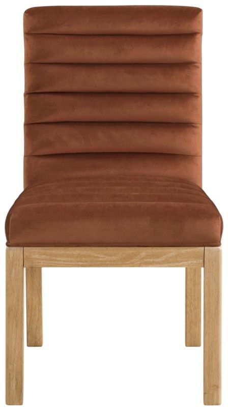 Meridian Furniture Evelyn Cognac/Natural Velvet Upholstered Side Chair-1