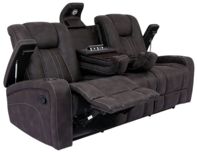 Furniture of America® Amirah Dark Gray Manual Glider Reclining Loveseat-2