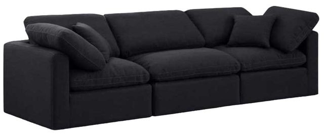 Meridian Furniture Indulge 3-Piece Black Linen Sofa-0