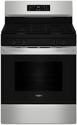 Whirlpool® 30" Stainless Steel Freestanding Gas Range with Cast Iron Grates and No Preheat Mode