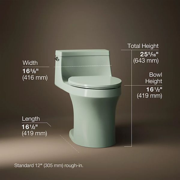 KOHLER® San Souci® Aspen Green 1-Piece Compact Elongated Toilet with Concealed Trapway, 1.28 Gpf-2