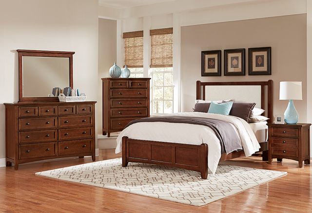 Vaughan-Bassett Bonanza Cherry/Linen Full Upholstered Panel Bed-1