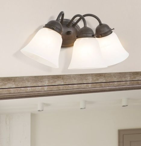YHD Dark Brown/White 3-Light Incandescent Bathroom Vanity Lighting-1
