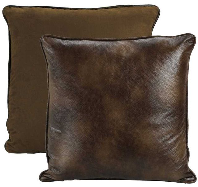 HiEnd Accents Brown Faux Leather Euro Pillow-2