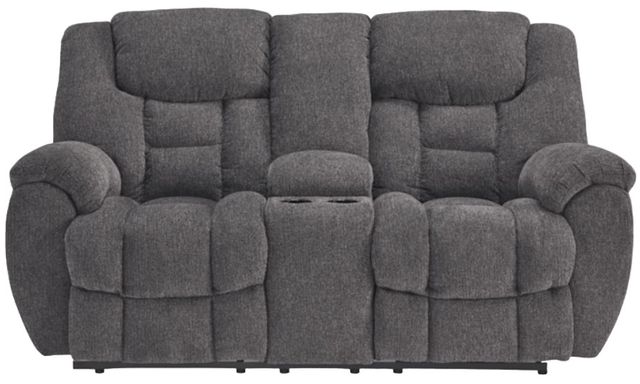 Signature Design by Ashley® Foreside Charcoal Reclining Loveseat with Console-1