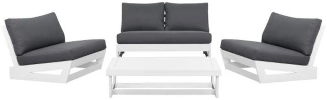 Linon Bluffton 4-Piece Gray/White Acacia/Fabric Outdoor Conversation Set-1