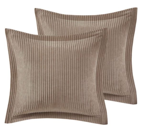 Olliix by Madison Park Signature Grace Taupe Queen Geometric Jacquard Comforter Set-2