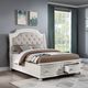 ACME Furniture Jaqueline Antique White/Gray Queen Upholstered Storage Panel Bed-1