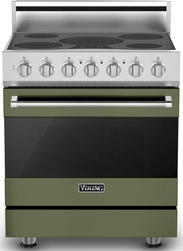 Viking® 3 Series 30" Cypress Green Freestanding Electric Range-0