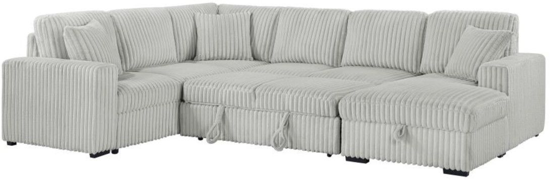 Coaster® Devonshire 3-Piece Gray U-Shape Sleeper Sectional and Storage Chaise 