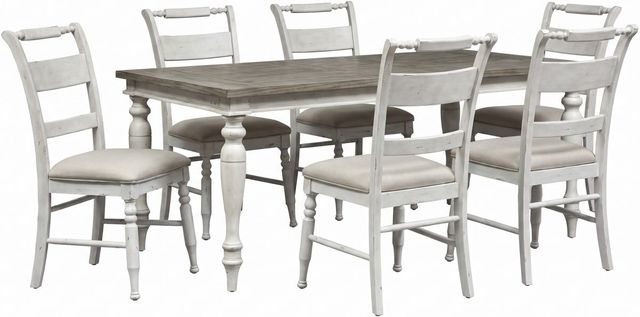 Liberty Furniture Whitney 7-Piece Antique Linen/Weathered Gray Rectangular Table Set-0