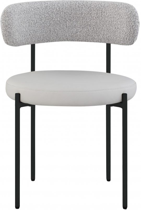 Meridian Furniture Beacon Taupe/Black Vegan Leather And Boucle Fabric Upholstered Dining Chair-1