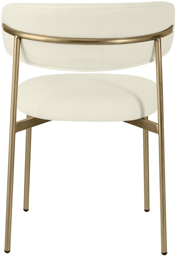 Meridian Furniture Lupita Cream/Gold Vegan Leather Dining Chair-3