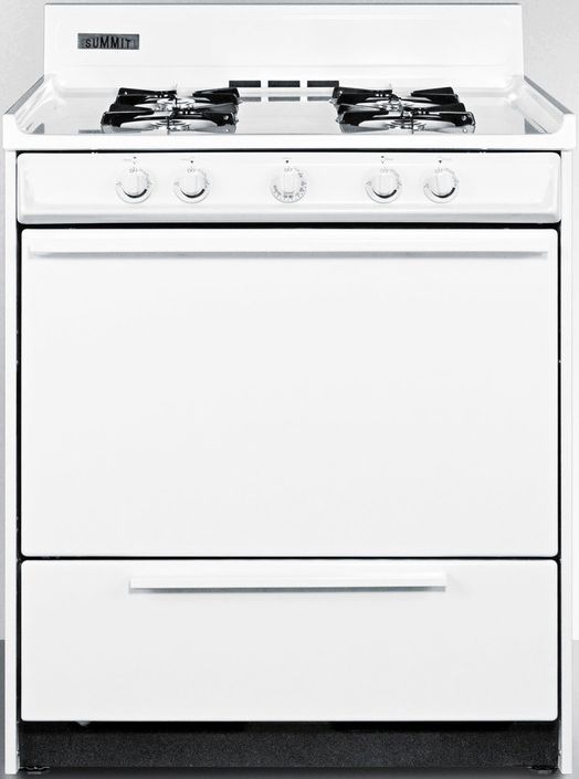 Summit® 30" White Freestanding Gas Range