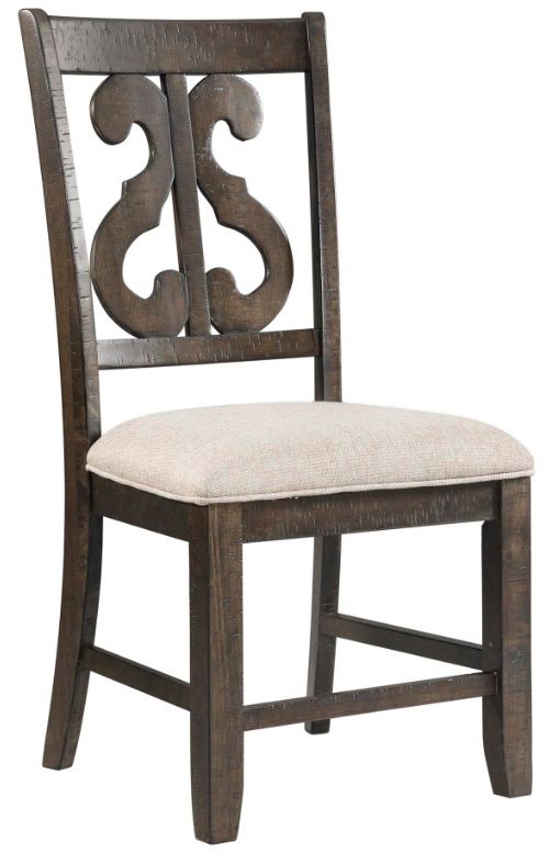 Elements International Stone 5-Piece Cream/Smokey Walnut Dining Set-2