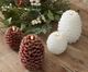 K & K Interiors White 4.5 Inche Wax Snowy Pinecone Luminara Indoor Candle-1