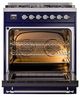 Ilve® Nostalgie II Noblesse 30" Midnight Blue Pro Style Dual Fuel Range with Chrome Trim-2