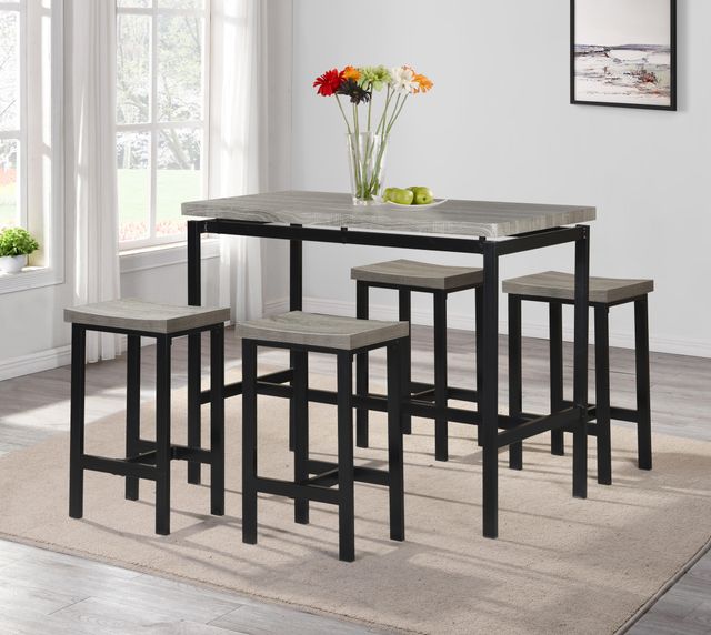 Milton Green Stars 5-Piece Black/Natural Metal Counter Height Set-0