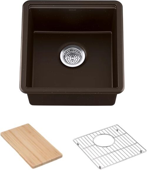 KOHLER® Billings® Matte Brown 18" Undermount Bar Sink with Accessories-1