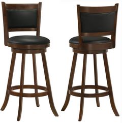 Coaster® Broxton 2-Piece Chestnut/Black Upholstered Swivel Bar Stools