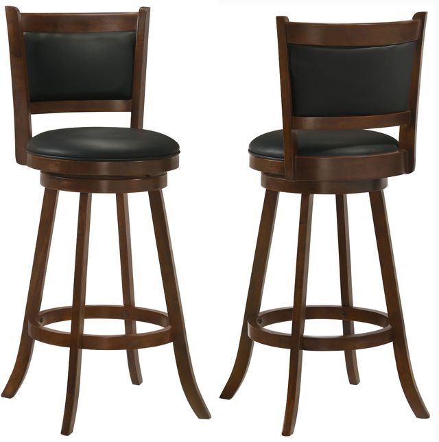 Coaster® Broxton 2-Piece Chestnut/Black Upholstered Swivel Bar Stools-0